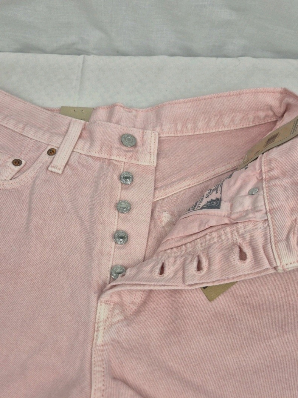 Levi's 501 Denim Shorts Womens Size 28 Pink Button Fly High Rise Cotton 28 - Picture 3 of 10